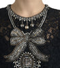 Dolce & Gabbana Black Lace Crystal Embellished Sheath Dress