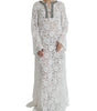 Dolce & Gabbana White Lace Crystal Embellished Shift Dress