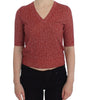 Dolce & Gabbana Red Wool Tweed Short Sleeve Sweater Pullover
