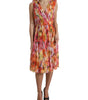 Dolce & Gabbana Multicolor Sunflower Print Silk Midi Dress