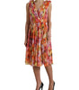 Dolce & Gabbana Multicolor Sunflower Print Silk Midi Dress