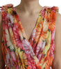 Dolce & Gabbana Multicolor Sunflower Print Silk Midi Dress