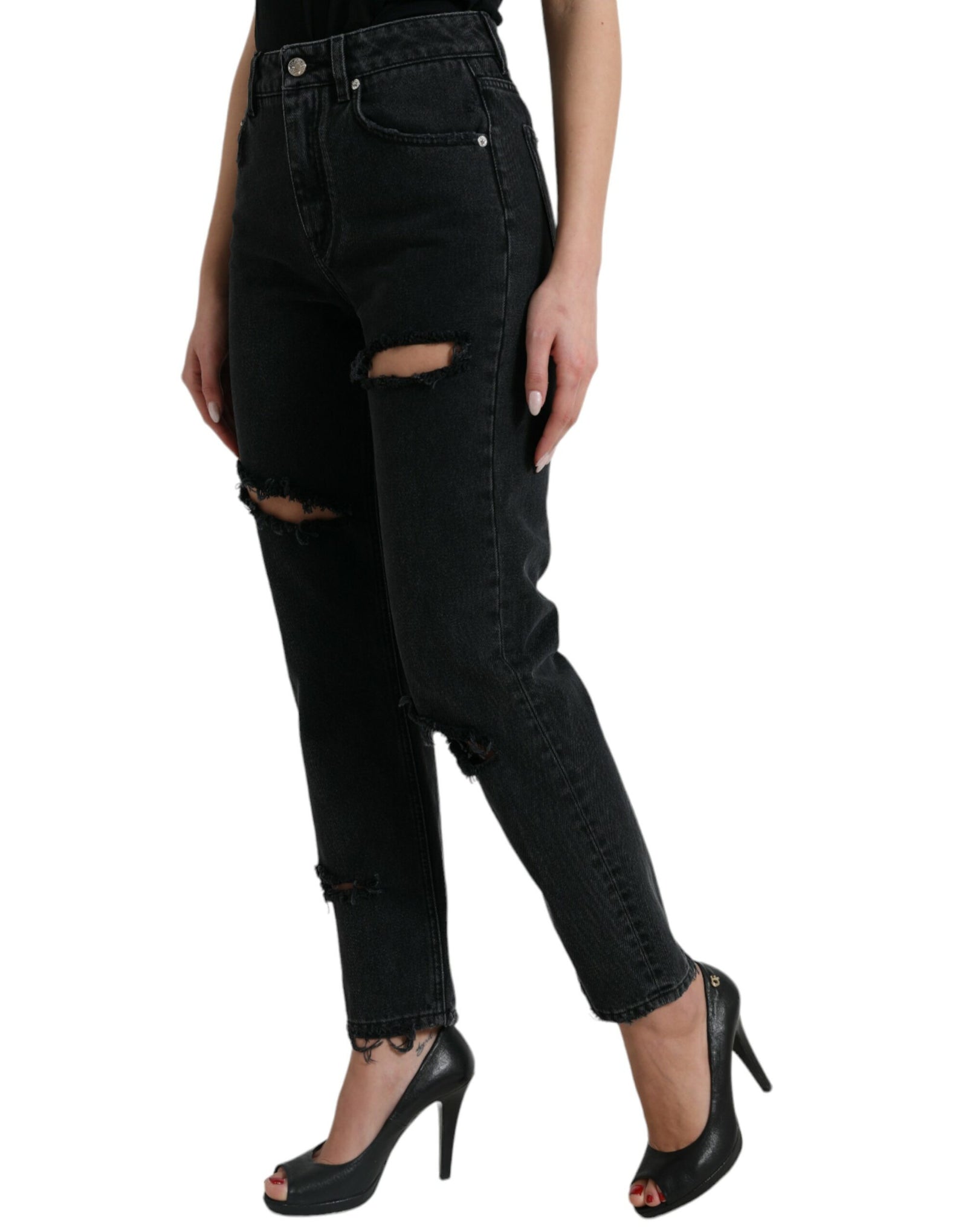 Dolce &amp; Gabbana Elegant High-Waist Black Stretch Jeans