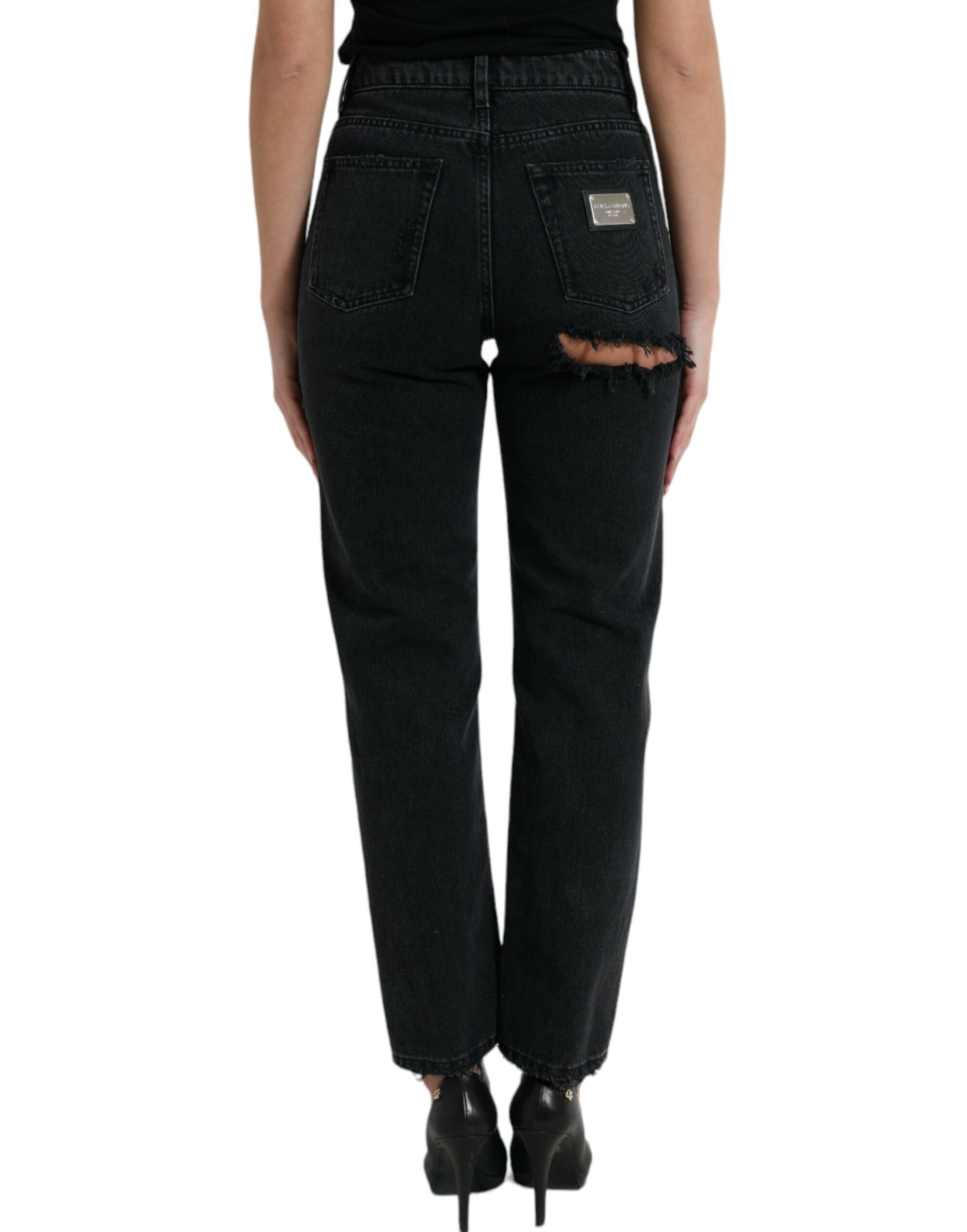 Dolce &amp; Gabbana Elegant High-Waist Black Stretch Jeans