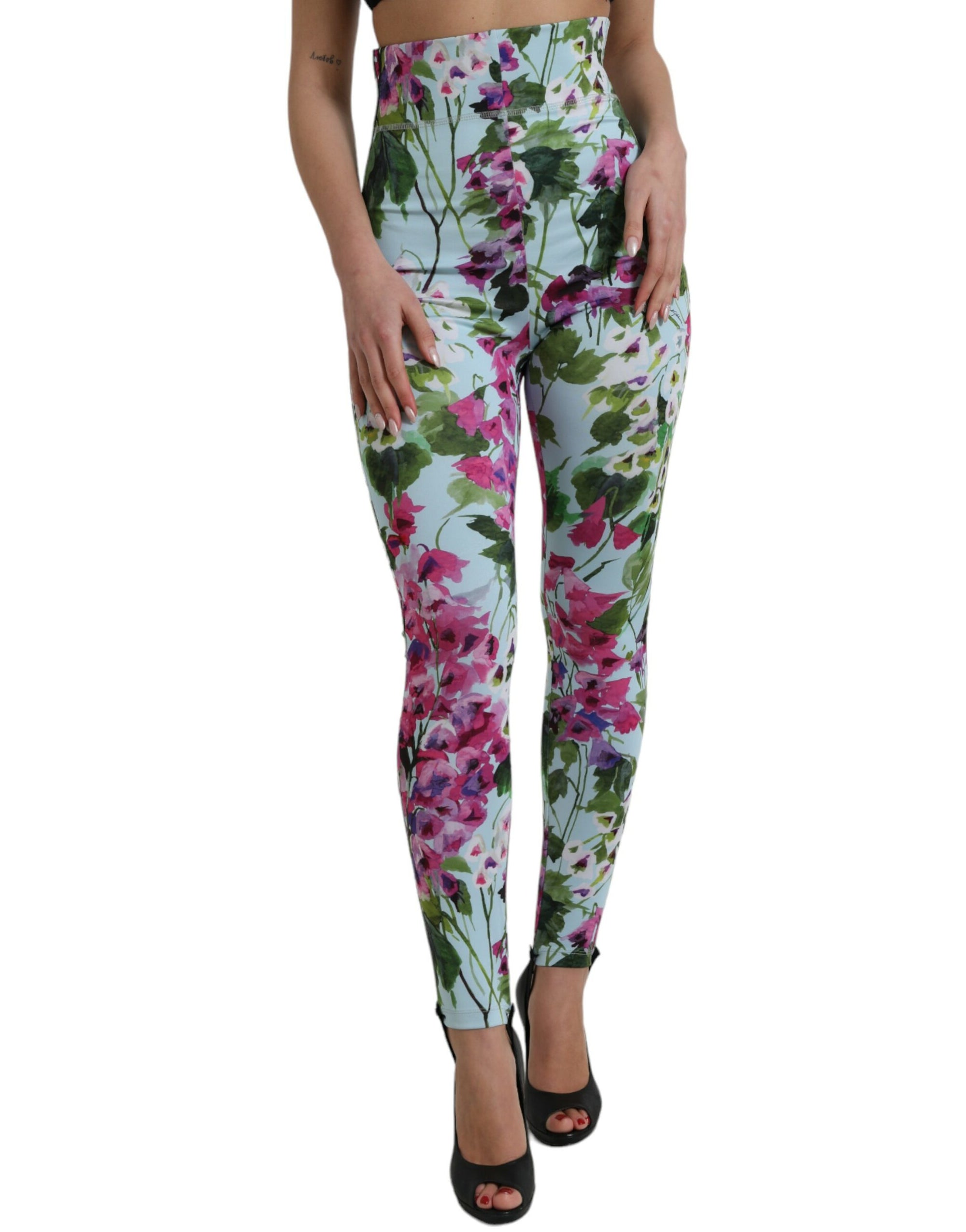 Dolce &amp; Gabbana Elegant Floral High-Rise Leggings Pants