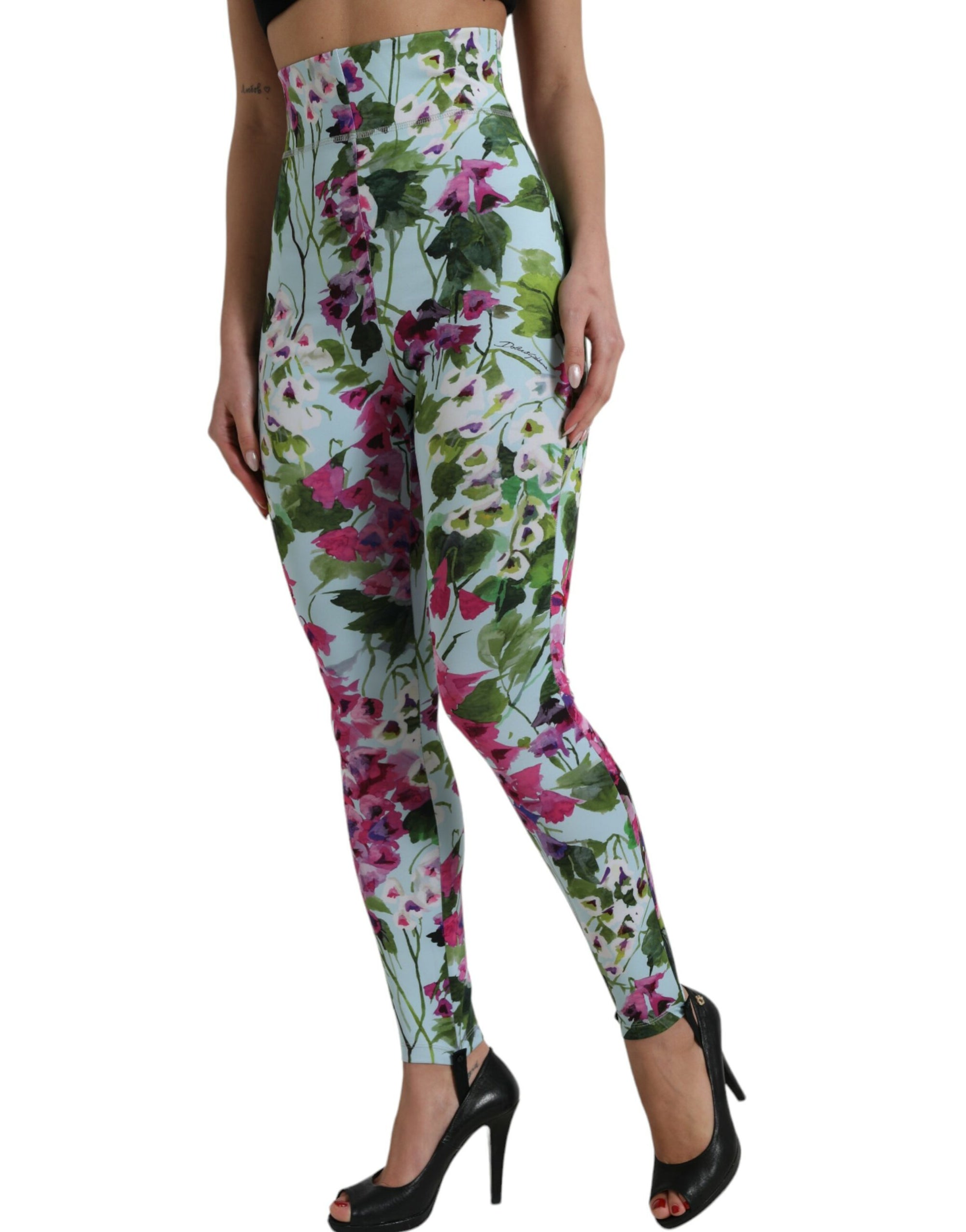 Dolce &amp; Gabbana Elegant Floral High-Rise Leggings Pants