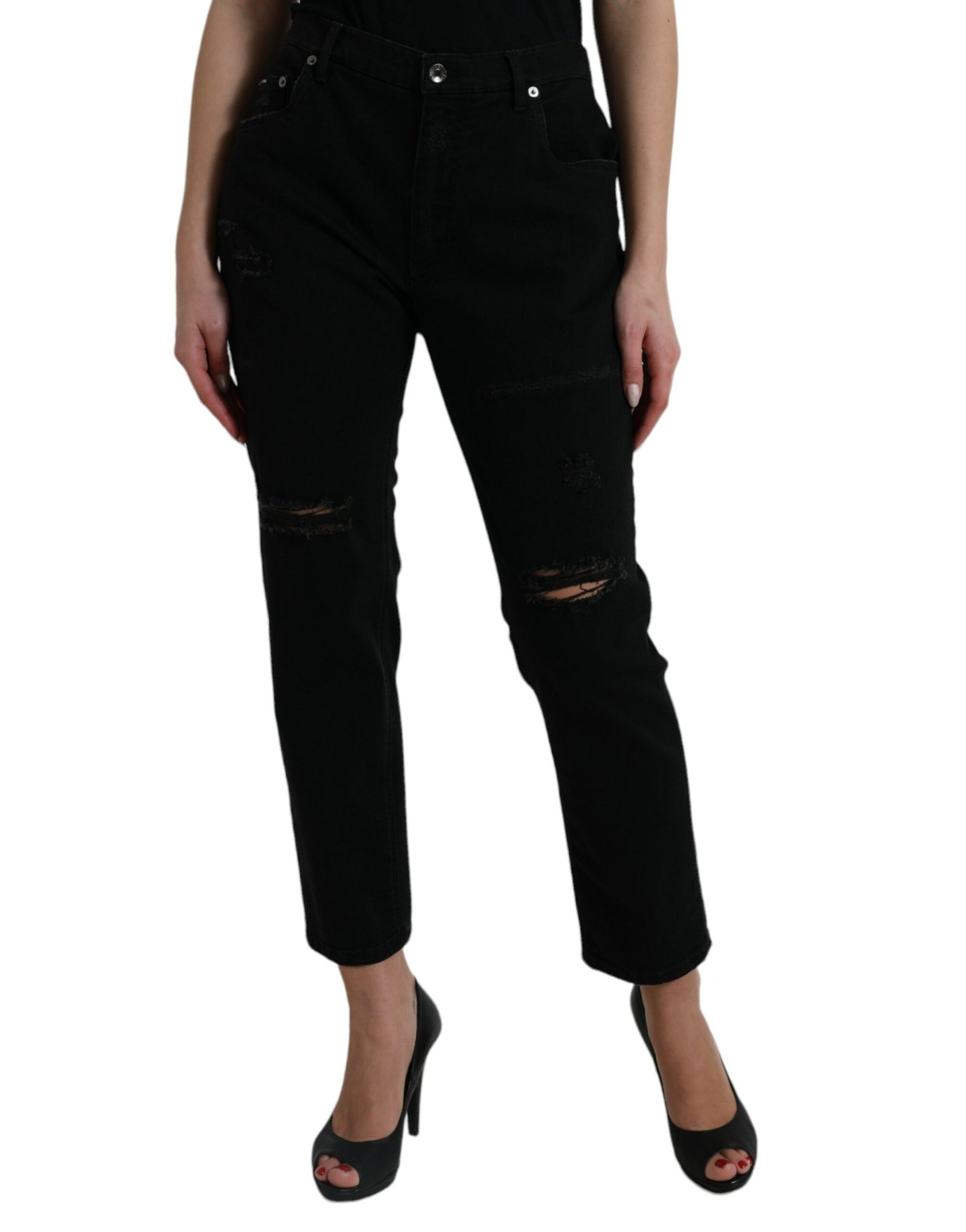Dolce &amp; Gabbana Elegant High Waist Black Stretch Jeans
