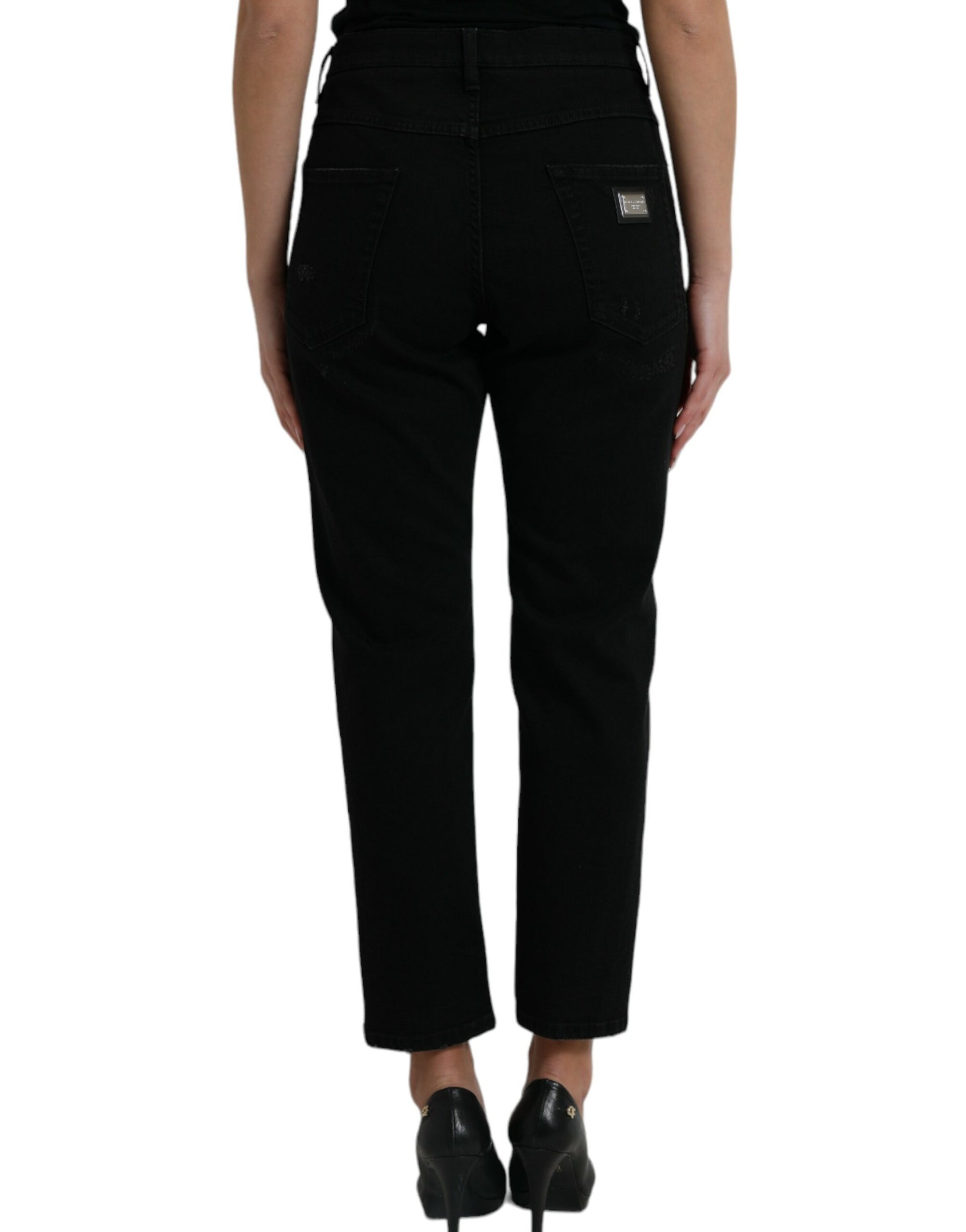 Dolce &amp; Gabbana Elegant High Waist Black Stretch Jeans
