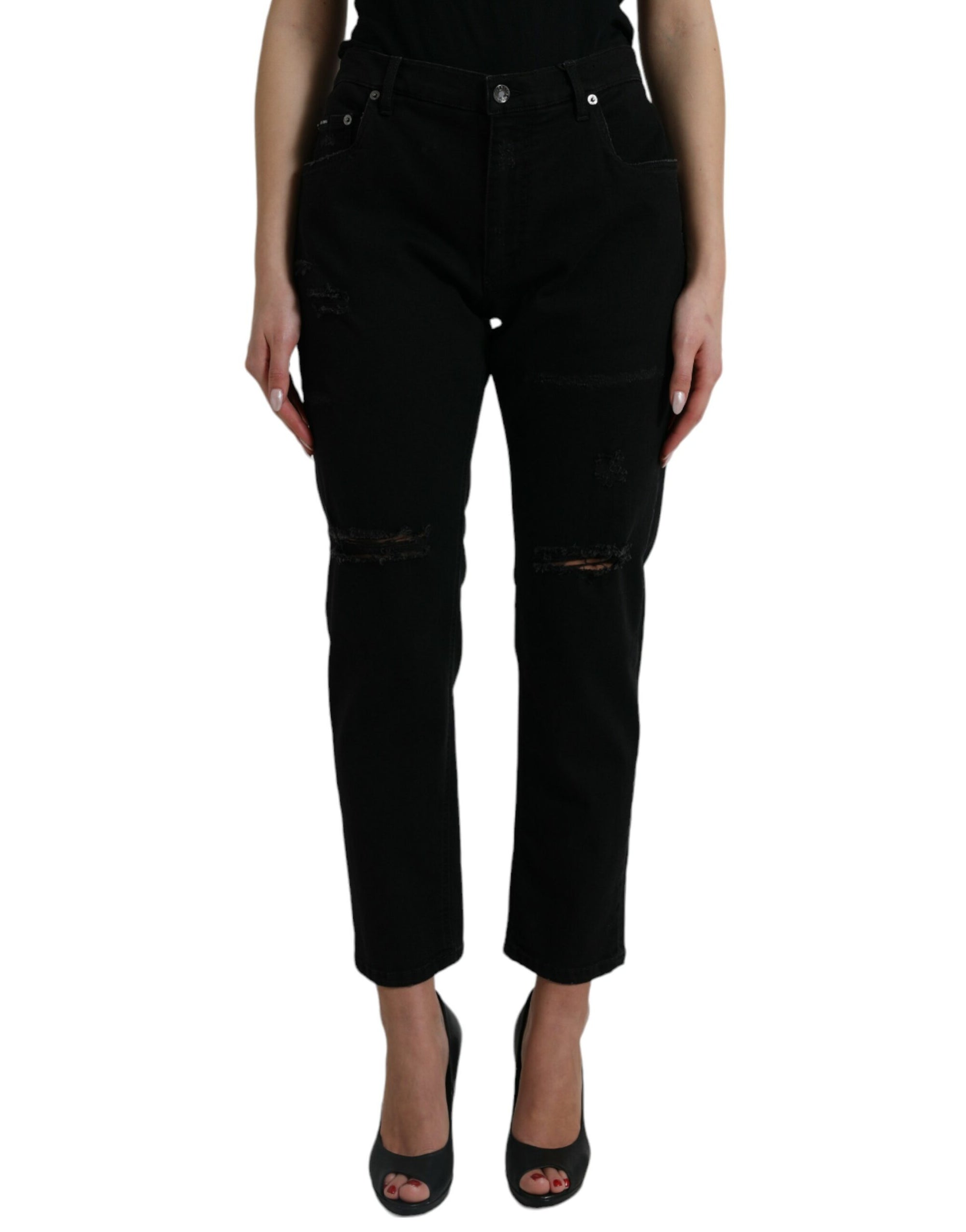 Dolce &amp; Gabbana Elegant High Waist Black Stretch Jeans