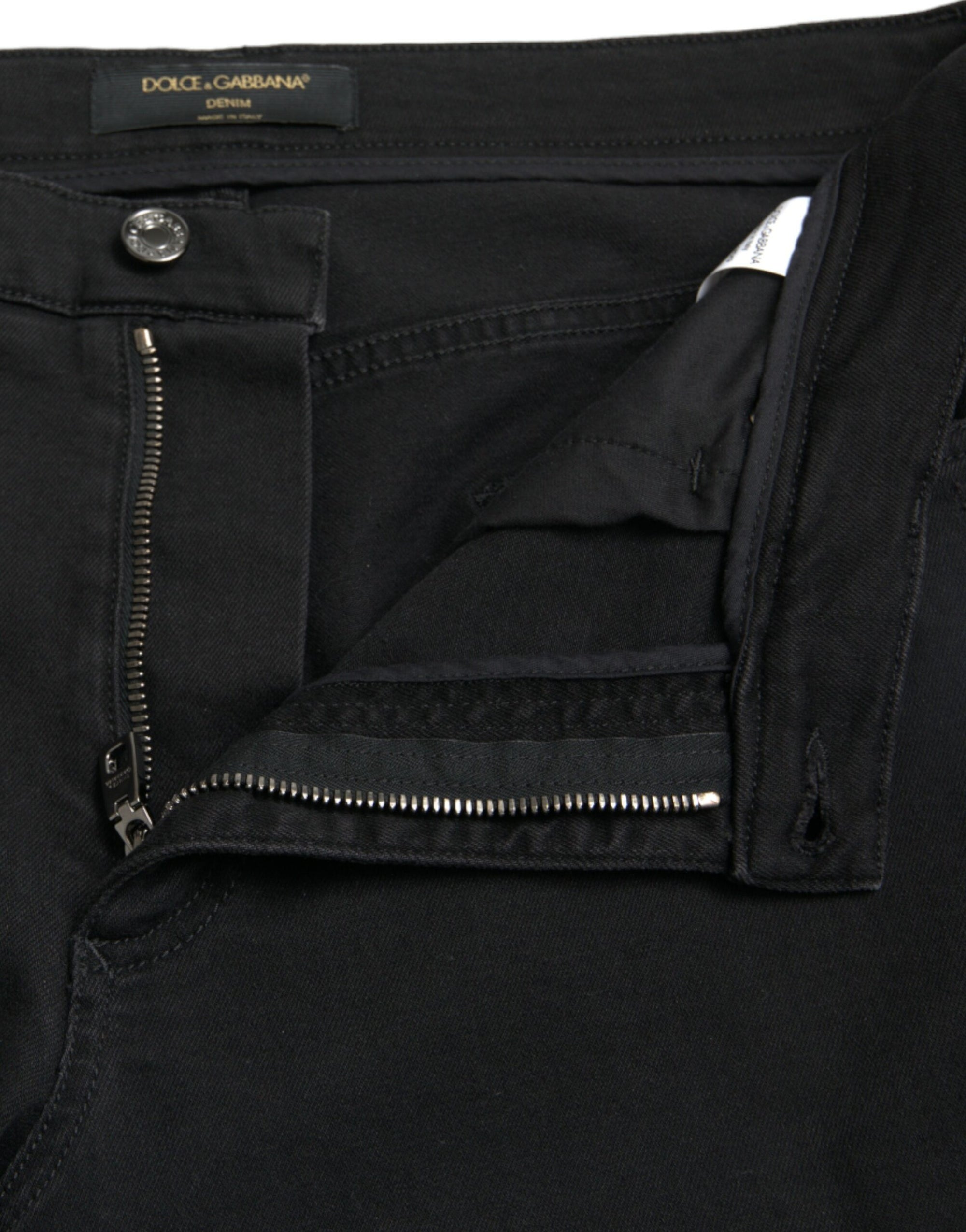 Dolce &amp; Gabbana Elegant High Waist Black Stretch Jeans