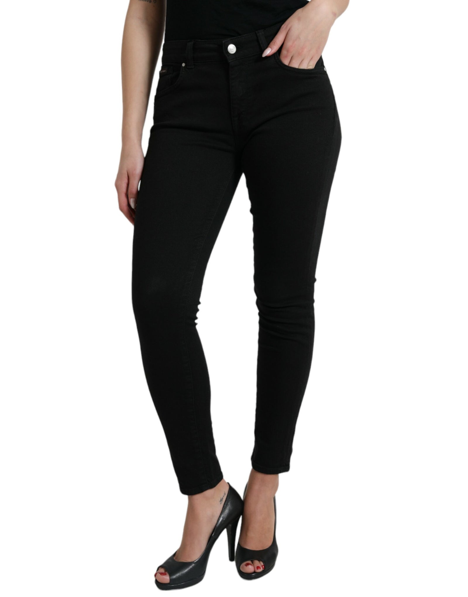 Dolce &amp; Gabbana Chic Black Mid-Waist Stretch Jeans