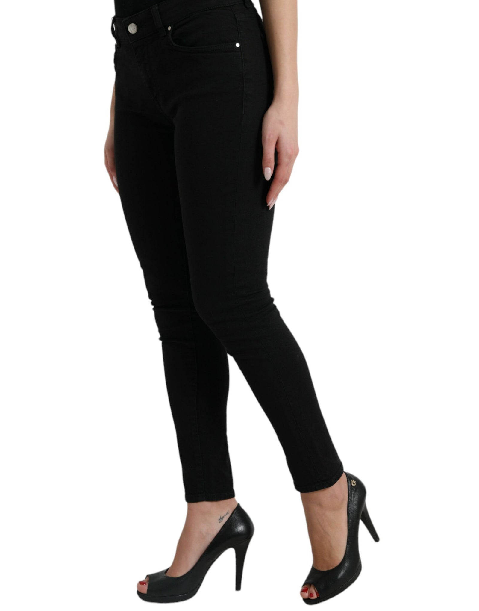 Dolce &amp; Gabbana Chic Black Mid-Waist Stretch Jeans