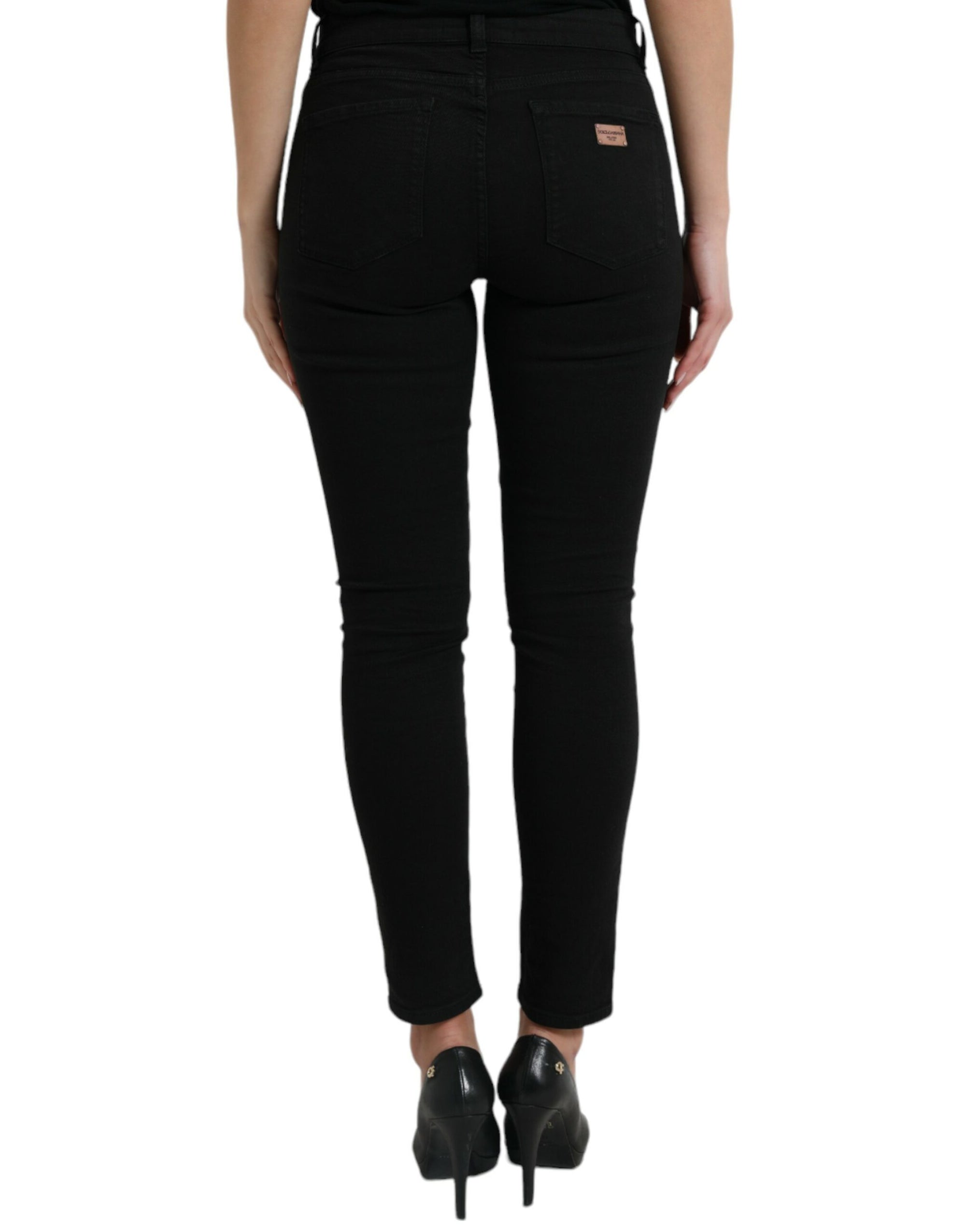 Dolce &amp; Gabbana Chic Black Mid-Waist Stretch Jeans