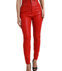 Dolce &amp; Gabbana Elegant High-Waist Stretch Denim in Red