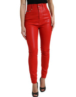 Dolce &amp; Gabbana Elegant High-Waist Stretch Denim in Red