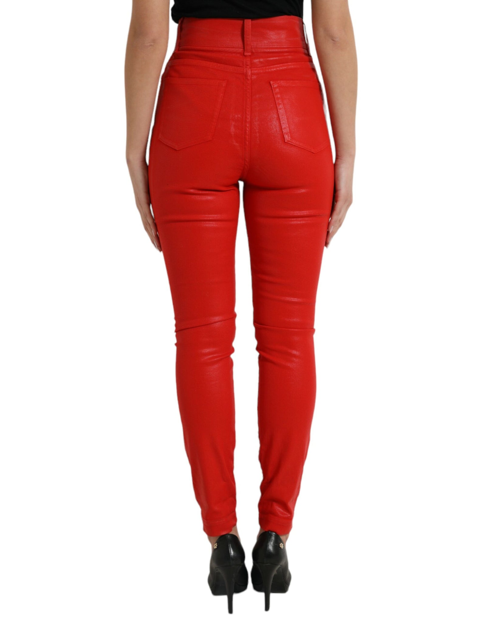 Dolce &amp; Gabbana Elegant High-Waist Stretch Denim in Red
