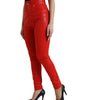 Dolce &amp; Gabbana Elegant High-Waist Stretch Denim in Red