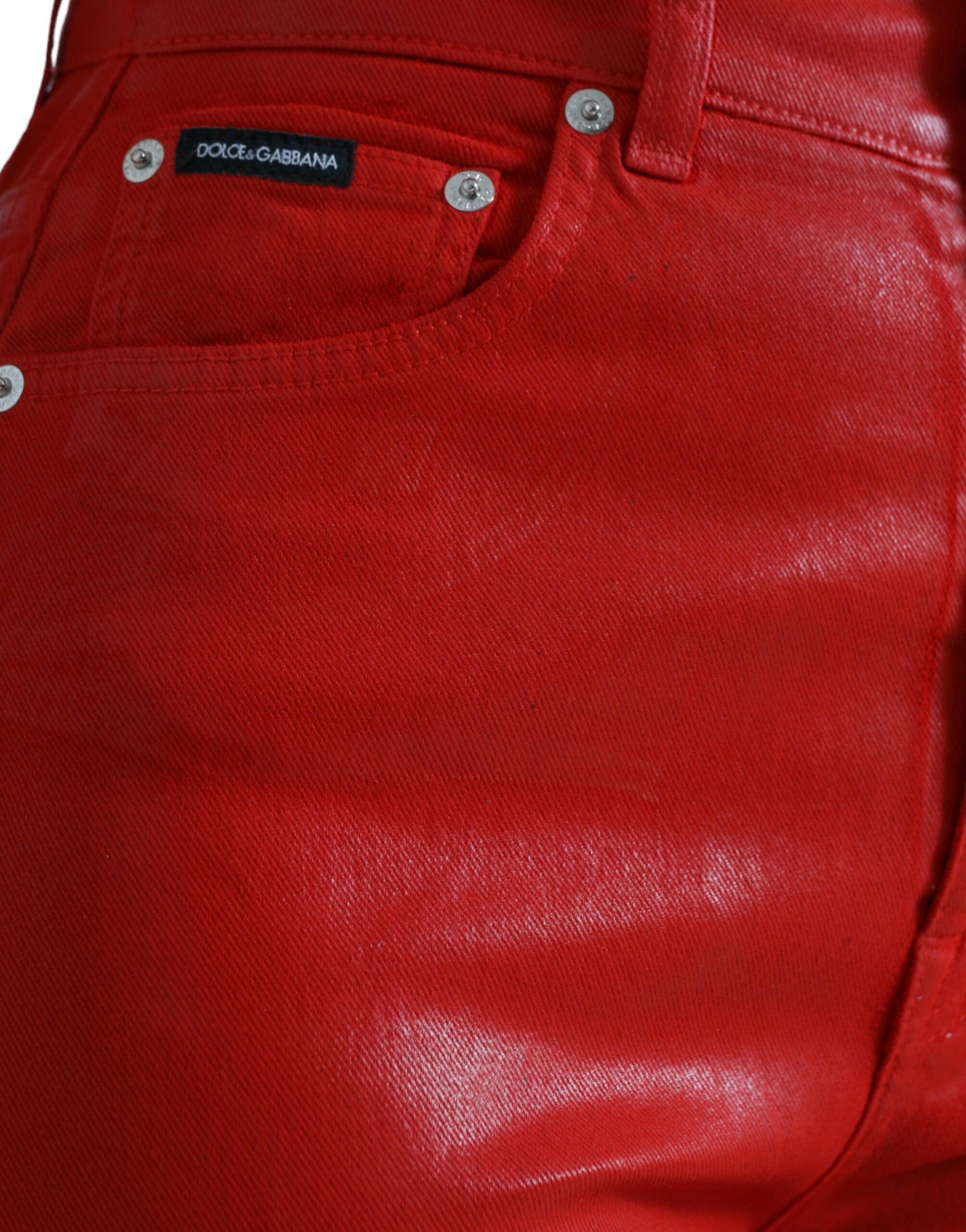Dolce &amp; Gabbana Elegant High-Waist Stretch Denim in Red