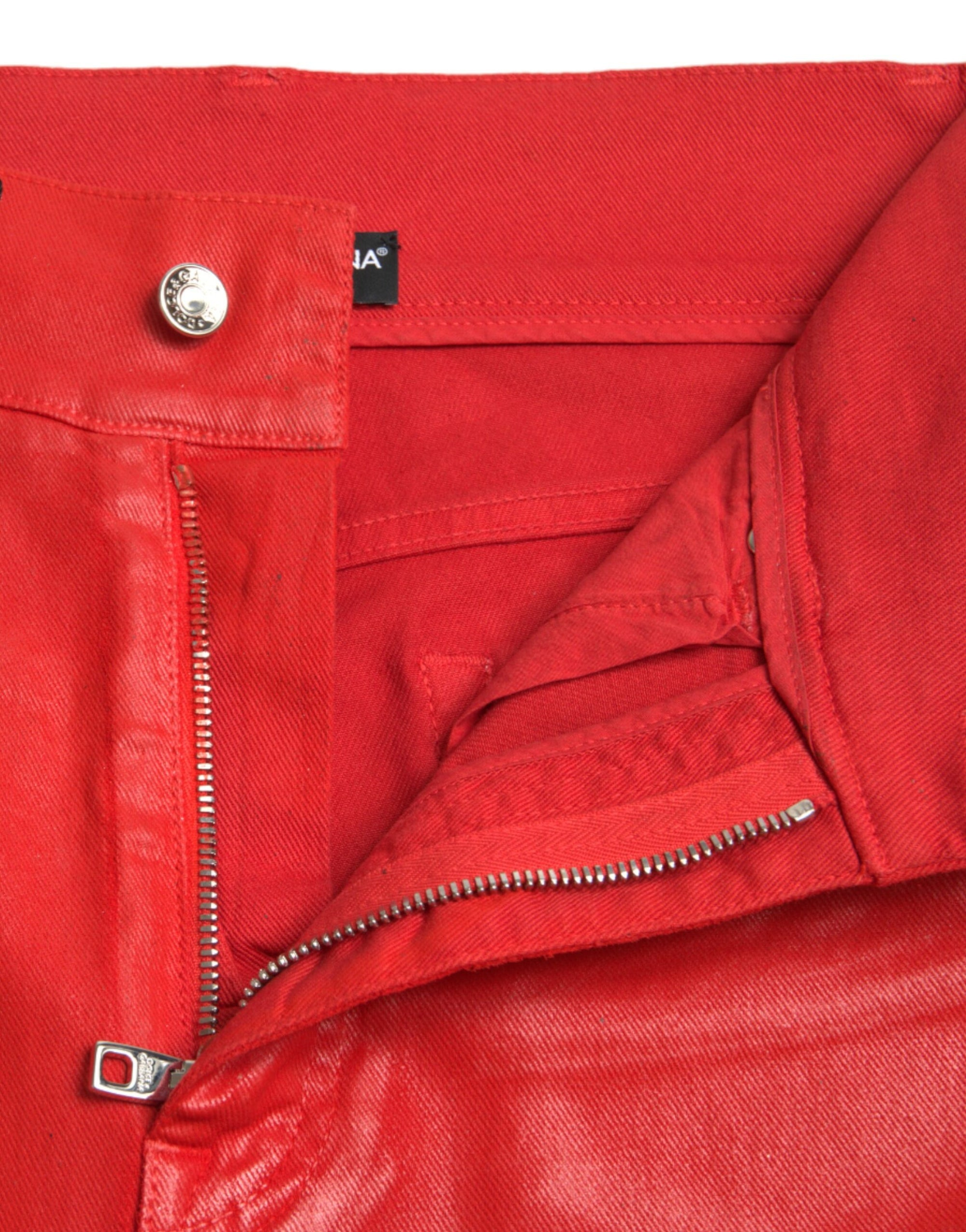 Dolce &amp; Gabbana Elegant High-Waist Stretch Denim in Red