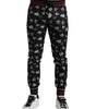 Dolce & Gabbana Black Ring Silk Jogging Trousers Pants