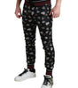 Dolce & Gabbana Black Ring Silk Jogging Trousers Pants