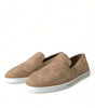 Dolce & Gabbana Beige Suede Caiman Men Loafers Slippers Shoes