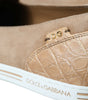 Dolce & Gabbana Beige Suede Caiman Men Loafers Slippers Shoes