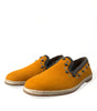 Dolce & Gabbana Orange Linen Leather Studded Loafers Shoes