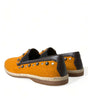 Dolce & Gabbana Orange Linen Leather Studded Loafers Shoes