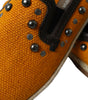 Dolce & Gabbana Orange Linen Leather Studded Loafers Shoes