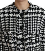 Dolce & Gabbana Black White Houndstooth Trench Coat Jacket