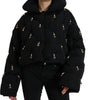 Dolce & Gabbana Black Embellished Quilted Shell Bomber Jacket