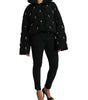 Dolce & Gabbana Black Embellished Quilted Shell Bomber Jacket