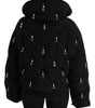 Dolce & Gabbana Black Embellished Quilted Shell Bomber Jacket