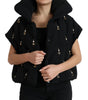 Dolce & Gabbana Black Embellished Quilted Shell Bomber Jacket