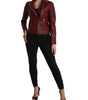 Dolce & Gabbana Bordeaux Leather Biker Coat Lambskin Jacket
