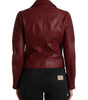 Dolce & Gabbana Bordeaux Leather Biker Coat Lambskin Jacket
