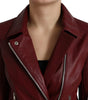 Dolce & Gabbana Bordeaux Leather Biker Coat Lambskin Jacket
