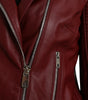 Dolce & Gabbana Bordeaux Leather Biker Coat Lambskin Jacket