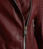 Dolce & Gabbana Bordeaux Leather Biker Coat Lambskin Jacket