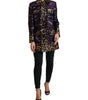 Dolce & Gabbana Purple Lamé Jacquard Tiger Print Coat Jacket