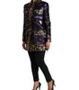 Dolce & Gabbana Purple Lamé Jacquard Tiger Print Coat Jacket