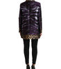 Dolce & Gabbana Purple Lamé Jacquard Tiger Print Coat Jacket