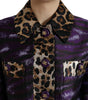 Dolce & Gabbana Purple Lamé Jacquard Tiger Print Coat Jacket