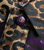 Dolce & Gabbana Purple Lamé Jacquard Tiger Print Coat Jacket