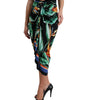 Dolce & Gabbana Black Strelitzia High Waist Wrap Midi Skirt
