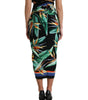 Dolce & Gabbana Black Strelitzia High Waist Wrap Midi Skirt