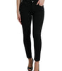 Dolce &amp; Gabbana Elegant Black Mid-Waist Stretch Jeans