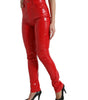 Dolce &amp; Gabbana High Waist Red Skinny Pants - Sleek and Chic
