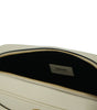 Versace Elegant White Leather Camera Shoulder Bag